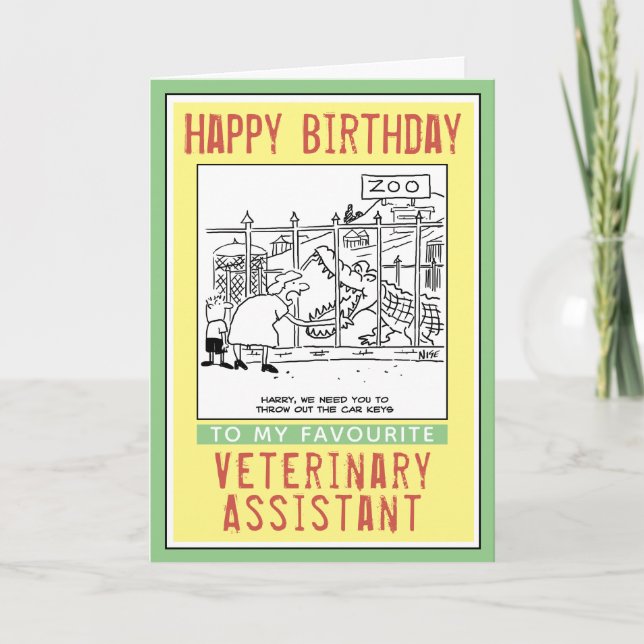Cartão Feliz Aniversário para um Assistente Veterinário. (Frente)