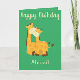 Cartão Feliz aniversário para um bebê com Girafas