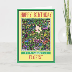 Cartão Feliz Aniversário para um Florista. Florist Birthd
