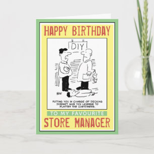 Cartão Feliz aniversário para um gerente de loja.