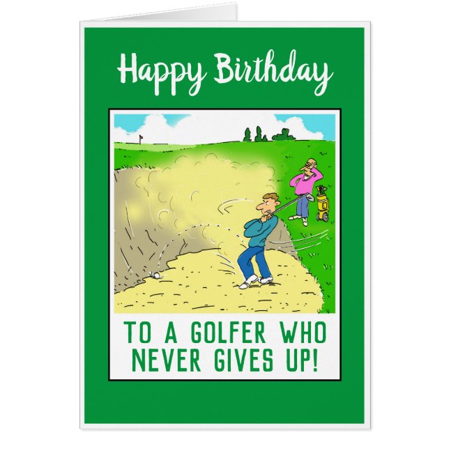 Cartão Feliz aniversário para um Golfer Engraçado (Frente)
