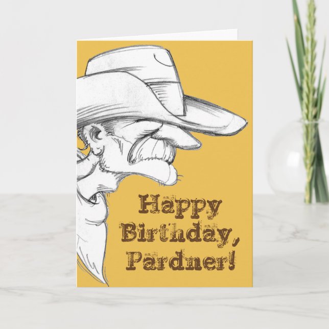 Cartão Feliz aniversário, Pardner! (Frente)