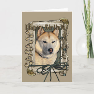 Cartão Feliz Aniversário - Patas Pedras - Cobre-Siberiano