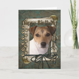 Cartão Feliz Aniversário - Patas Pedras - Jack Russell