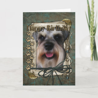 Cartão Feliz Aniversário - Patas Pedras - Schnauzer