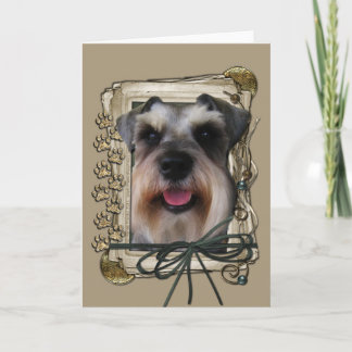 Cartão Feliz Aniversário - Patas Pedras - Schnauzer