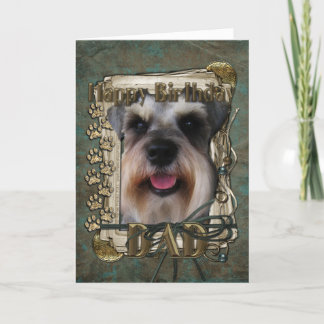 Cartão Feliz Aniversário - Patas Pedras - Schnauzer - Pai
