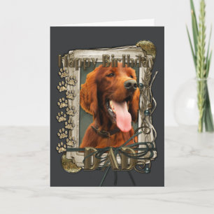 Cartão Feliz Aniversário - Patas Pedras - Setter Irlandês