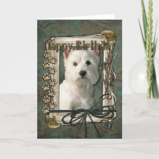 Cartão Feliz Aniversário - Patas Pedras - Terrier Terrier