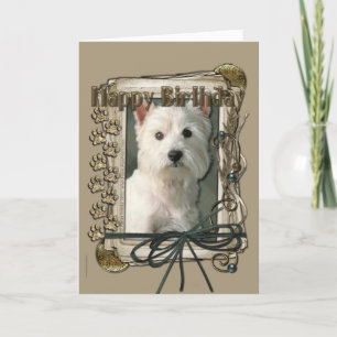 Cartão Feliz Aniversário - Patas Pedras - Terrier Terrier