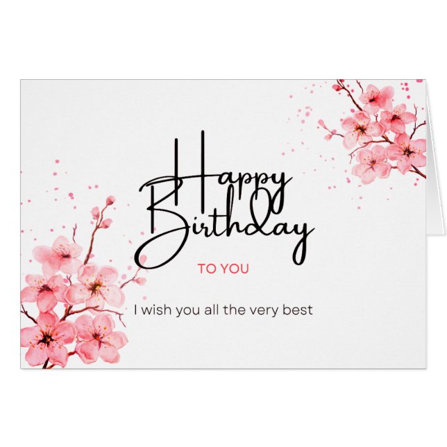 Cartão Feliz Aniversário, Peachy Floral Card (Frente Horizontal)