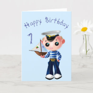Cartão Feliz Aniversário - Pequeno Marinheiro Bonito -