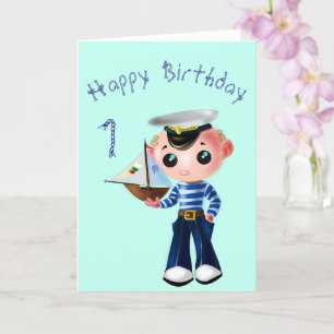 Cartão Feliz Aniversário - Pequeno Marinheiro Bonito