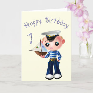 Cartão Feliz Aniversário - Pequeno Marinheiro Bonito -