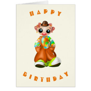 Cartão Feliz Aniversário - Pequeno Palhaço Bonito