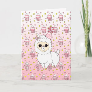 Cartão Feliz Aniversário Personalizado da Menina Llama R