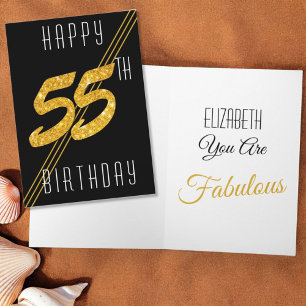 Cartão Feliz Aniversário Personalizado, Dourada Glitter 