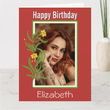 Feliz Aniversário Personalizado Foto Laranja Front