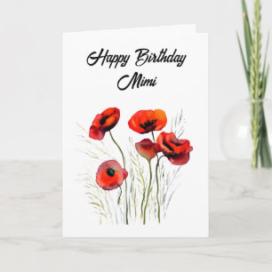 Cartão Feliz Aniversário Personalizado Mimi Poppies Bonit