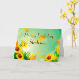 Cartão Feliz Aniversário Personalizado para ela Girassóis
