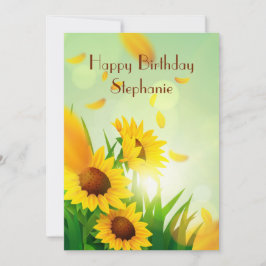 Cartão Feliz Aniversário Personalizado para ela Girassóis