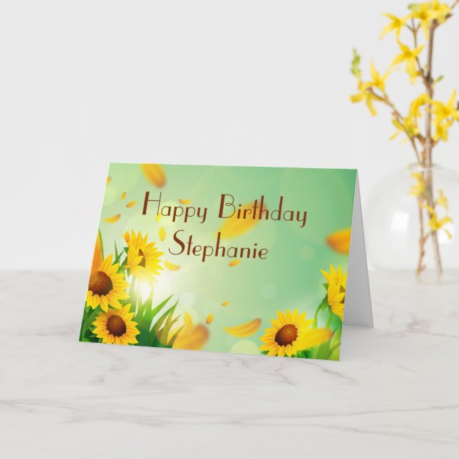 Cartão Feliz Aniversário Personalizado para os seus Giras (Flor Amarela)
