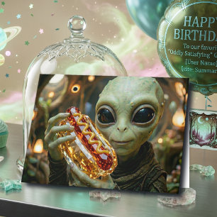 Cartão Feliz Aniversário Piada de Alien Divertida