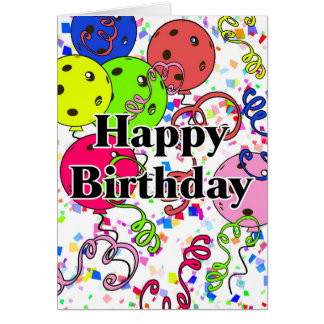 Cartão Feliz Aniversário Pickleball Balões 3º Queda