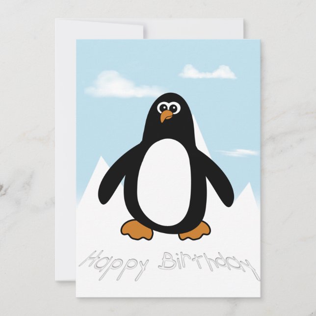Cartão Feliz aniversário Pinguim (Frente)