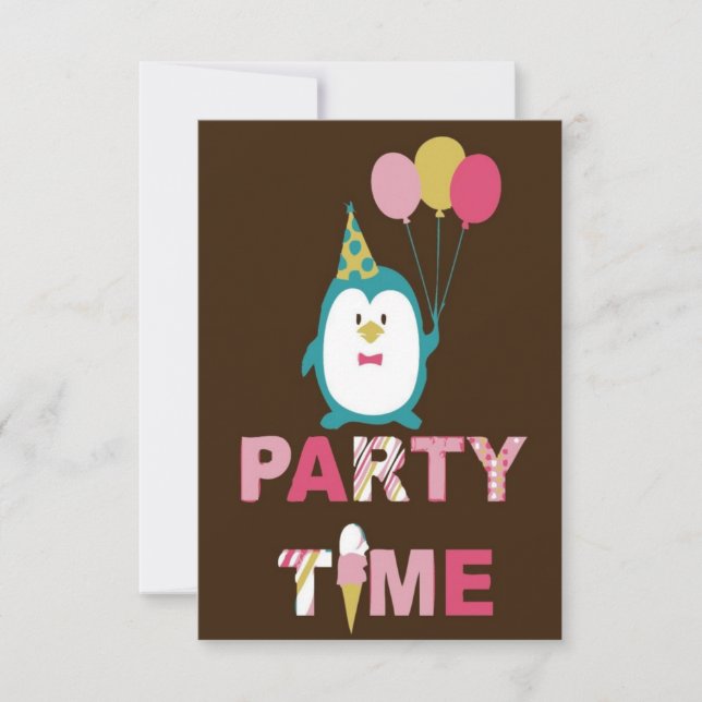 Cartão Feliz aniversário Pinguim (Frente)