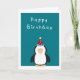 Cartão Feliz aniversário Pinguim bonito (Frente)