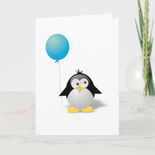 Cartão Feliz Aniversário, Pinguim Saudação