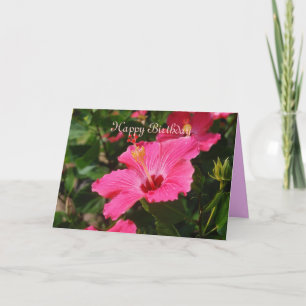 Cartão Feliz Aniversário, Pink Strik Hibiscus