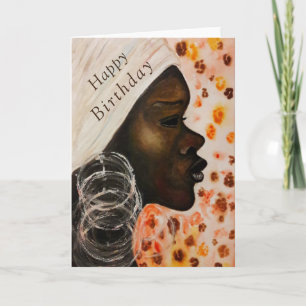 Cartão Feliz Aniversário - Pintura Por Aquarela Africana