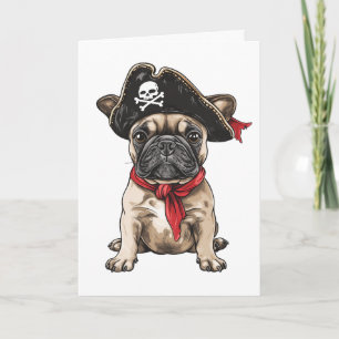 Cartão Feliz Aniversário Pirata Buldogue Francês