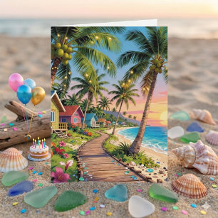 Cartão Feliz Aniversário Poema Temático Tropical Costei