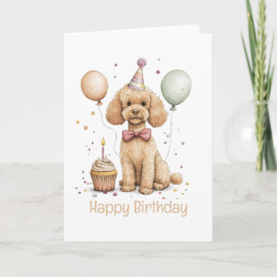 Cartão Feliz Aniversário Poodle Standard Cachorro