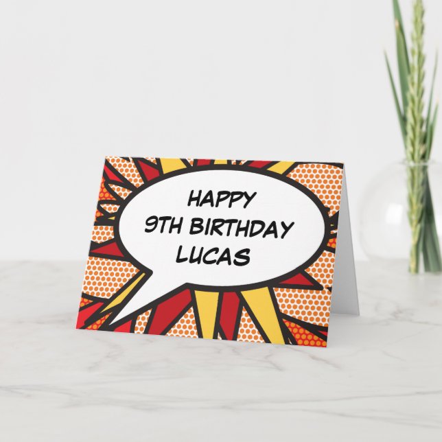 Cartão FELIZ ANIVERSÁRIO Pop de Arte de BD (Frente)