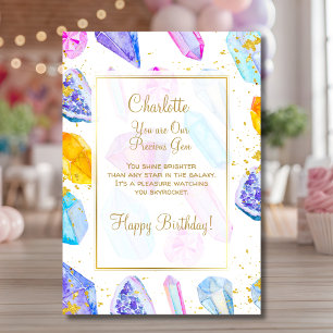 Cartão Feliz Aniversário, precioso Gem Crystals
