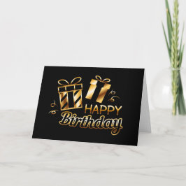 Cartão Feliz aniversário - Preto e Dourado 4