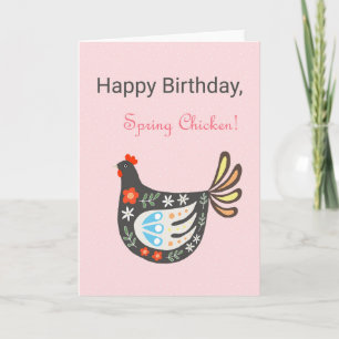 Cartão Feliz Aniversário Primavera de Frango Engraçado bo