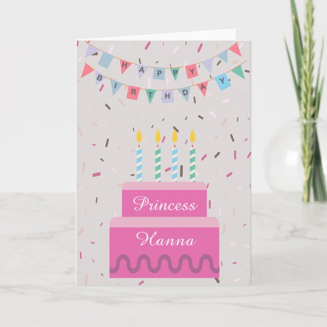 Cartão Feliz aniversário Princesa (Frente)