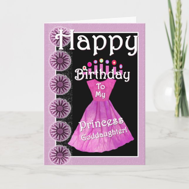 Cartão Feliz Aniversário Princesa Padrinha - Vestido Rosa (Frente)