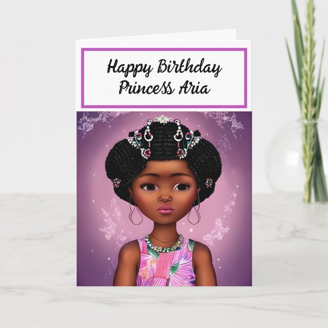 Cartão Feliz aniversário | Princesa Personalizada (Frente)
