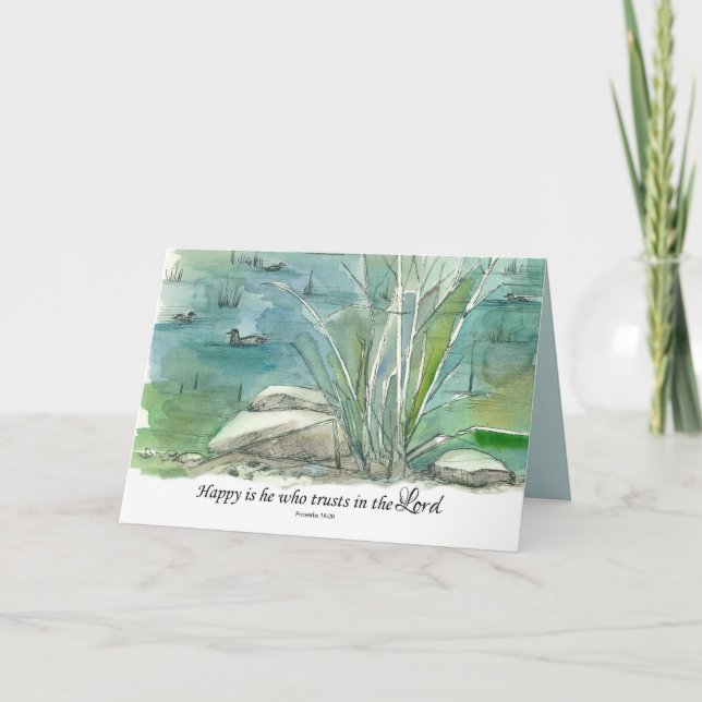 Cartão Feliz Aniversário, Proverbos Religiosos Patos Escr (Frente)