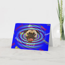Cartão Feliz Aniversário Psicodélico Pug Louco