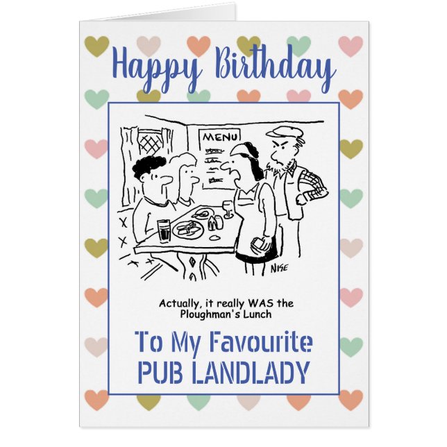 Cartão Feliz Aniversário Pub LandLady (Frente)