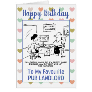 Cartão Feliz Aniversário Pub Landlord