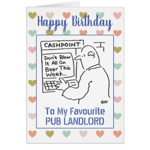 Cartão Feliz Aniversário Pub Landlord