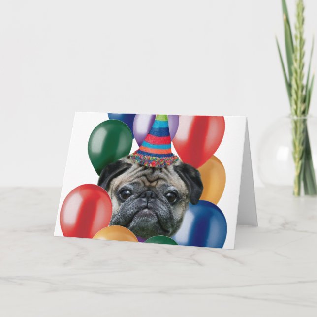 Cartão Feliz aniversário Pug dog (Frente)